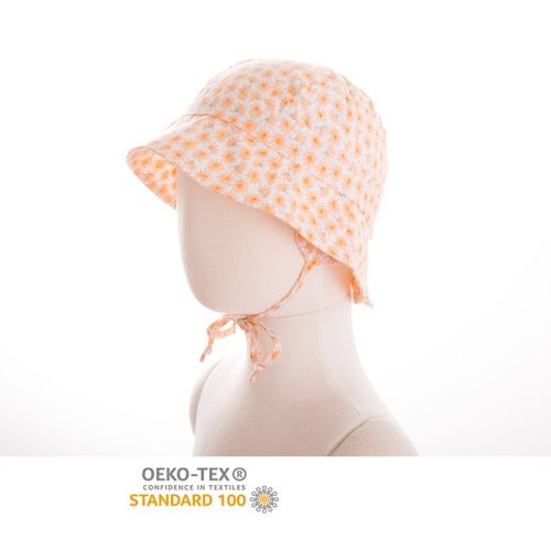 Nyári megköthető kalap – virágok/narancs