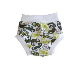   Pelenkára húzható bugyi – Zöld Kaméleon/Fehér Szegély