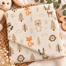 Textil pelenka mintás 70x80cm - Bézs Erdő