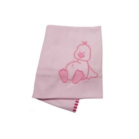 Pamut babatakaró, hímzett 70×90 - Rózsaszín/Kacsa