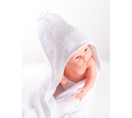 Fürdőlepedő hímzett 80×80 - Fehér/Fehér/Maci