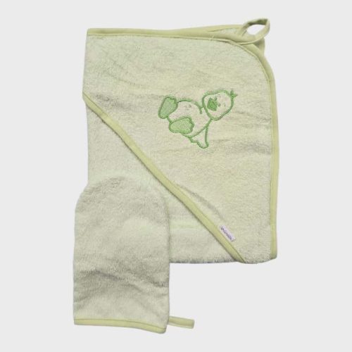 Fürdőlepedő hímzett 80×80 - Zöld/Kacsa