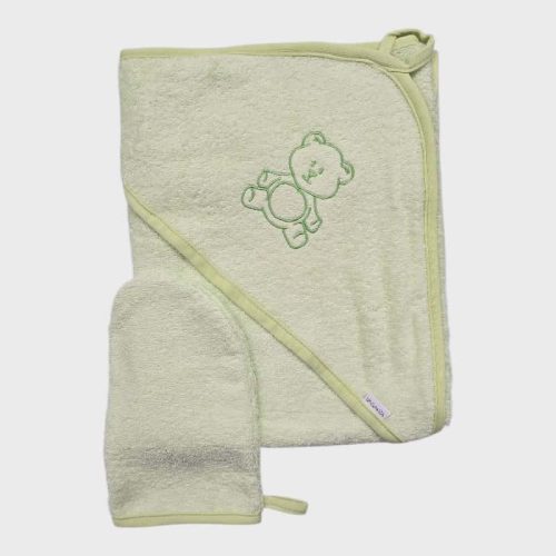 Fürdőlepedő hímzett 80×80 - Zöld/Maci