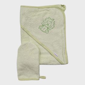 Fürdőlepedő hímzett 80×80 - Zöld/Oroszlán