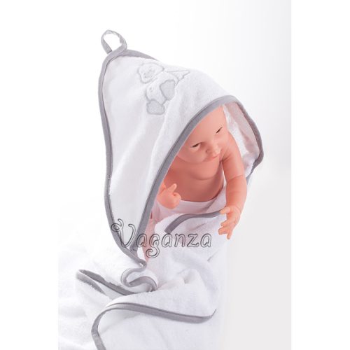 Fürdőlepedő hímzett 80×80 - Fehér/Szürke/Kacsa 