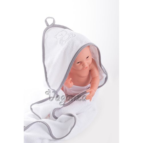 Fürdőlepedő hímzett 80×80 - Fehér/Szürke/Maci