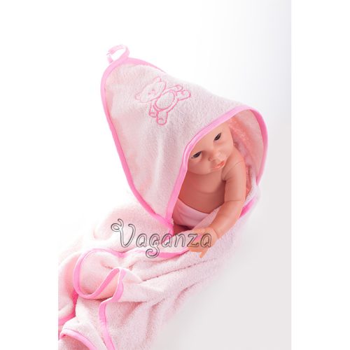 Fürdőlepedő hímzett 80×80 - Rózsaszín/Pink/Maci