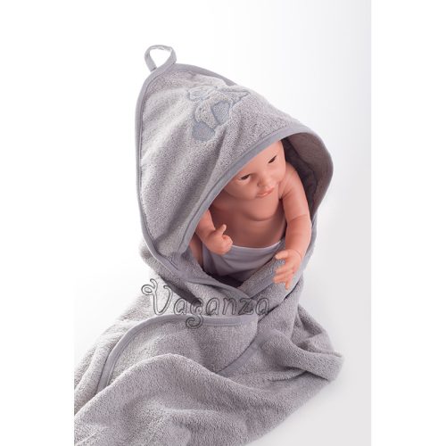 Fürdőlepedő hímzett 80×80 - Szürke/Szürke/Kacsa