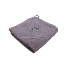 Fürdőlepedő hímzett 80×80 - Szürke/Szürke/Oroszlán