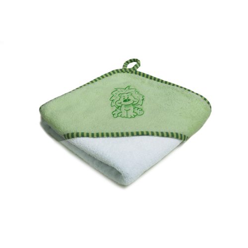 Fürdőlepedő hímzett 80×80 - Zöld-fehér/Oroszlán