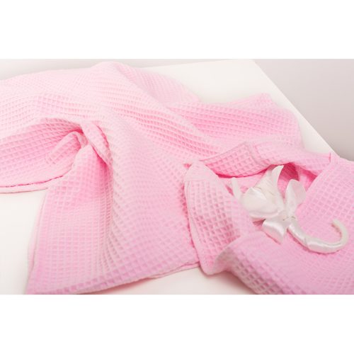 Kapucnis Waffle poncsó - Rózsaszín - 86/92