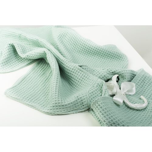 Kapucnis Waffle poncsó - Zöld - 74/80 