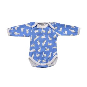   Hosszú ujjú mintás body - Kék Ugró Nyuszi/50 (Több méret)