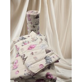 3 részes babaágynemű 90×135 - Dínók Rózsaszín