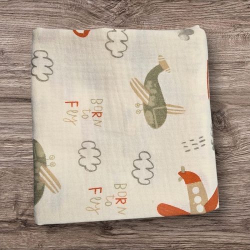 Muszlin pelenka 2db 65x65cm - Kávé/Repülő