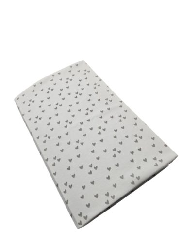 Pamut strech lepedő 60x120-70x140cm - Szürke Szivecskék