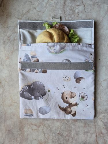 Mosható uzsonnás tasak - Dínó Bézs