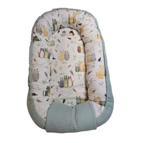 Babafészek oliva waffle - cicás pamutvászon