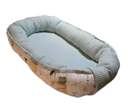 Babafészek oliva waffle - cicás pamutvászon