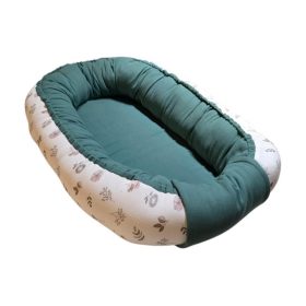 Babafészek zöld muszlin - leveles pamut