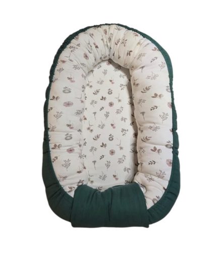 Babafészek zöld muszlin - leveles pamut