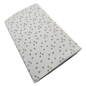   Gumis pamut lepedő mózeskosárhoz - 38x80 +-5cm - Szürke Szívecskék