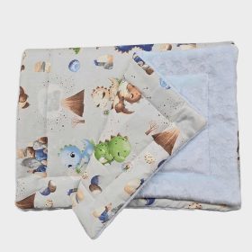   2 részes Bébi ágyneműgarnitúra 70x90 - Kék dínók-Kék wellsoft