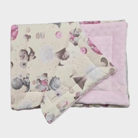   2 részes Bébi ágyneműgarnitúra 70x90 - Rózsa dínók-Rózsa wellsoft