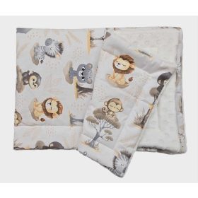   2 részes Bébi ágyneműgarnitúra 70x90 - Vadállatok-Krém wellsoft