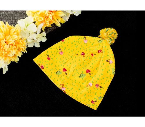 Pomponos, két rétegű sapka – esernyő/sárga