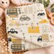 Textil pelenka mintás 70x80cm - Sárga Autó