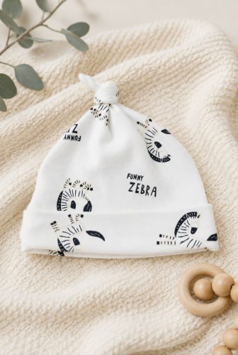 Átmeneti Csomós babasapka - Zebra 40/42